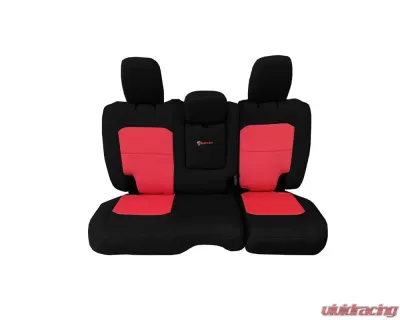 Bartact Black/Red Tactical Rear Bench Seat Covers Jeep Wrangler JL w/Fold Down Armrest 4 DR 2018-2024 - JLSC2018RFBR