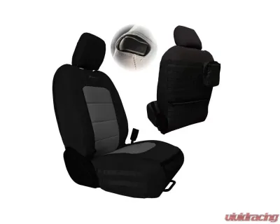 Bartact Black/Gray Tactical Front Seat Covers Jeep Wrangler JL 2 DR 2018-2024 - JLTC2018F2BG