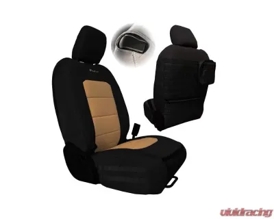 Bartact Black/Khaki Tactical Front Seat Covers Jeep Wrangler JL 2 DR 2018-2024 - JLTC2018F2BK