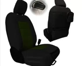 Bartact Tactical Bench Front Seat Covers Black/Olive Drab Jeep Wrangler JL 2 -Door 2018-2024