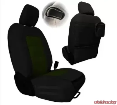 Bartact Tactical Bench Front Seat Covers Black/Olive Drab Jeep Wrangler JL 2 -Door 2018-2024 - JLTC2018F2BO