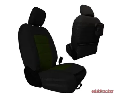 Bartact Tactical Bench Front Seat Covers Black/Olive Drab Jeep Wrangler JL 2018-2024 - JLTC2018FPBO