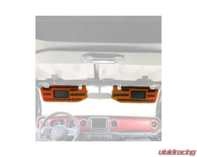 Bartact Orange Sun Visor Covers Pair w/ PALS Webbing for Molle Attachments for Visors With Mirrors Jeep Wrangler JL 2018-2024 - JLVM0718FN