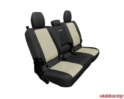 Bartact Black/Khaki Rear Seat Covers Jeep Gladiator 2019-2024 (4 DR with Arm Rest) - JTSC2019RFBK