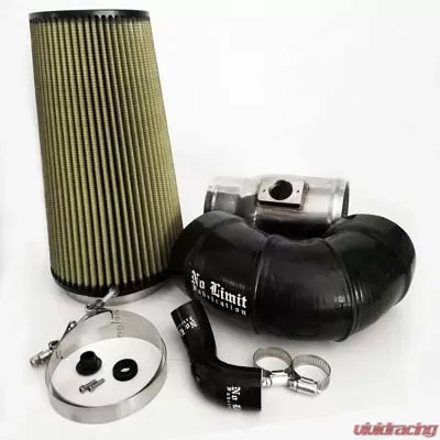 No Limit Fabrication 6.4 Cold Air Intake 2008-2010 Ford Super Duty Power Stroke Polished PG7 Filter for Mod Turbo 5 Inch Inlet - 64CAIP5