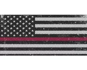 Jeep Wrangler Grill Inserts 07-18 JK Distressed Black And White Thin Red Line Under The Sun Inserts