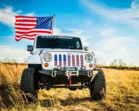 Jeep Wrangler Grill Inserts 07-18 JK Old Glory Under The Sun Inserts