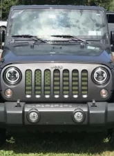 Jeep Wrangler Grill Inserts 07-18 JK Olive Drab Old Glory Black Stars And Stripes Under The Sun Inserts                                     - INSRT-OLVDBLKSS-JK - Image 2