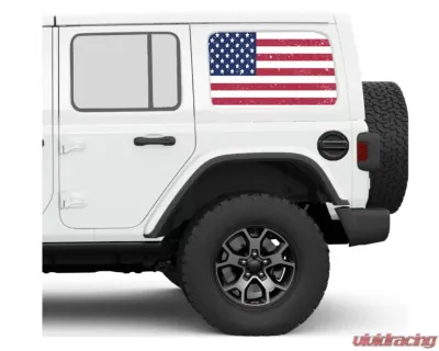 Under The Sun Inserts Distressed Old Glory Rear Side Windows Printed Vinyl Jeep Wrangler JK | JL Unlimited  2007+ - SIDEWINDCL-DOG-JKU/JLU