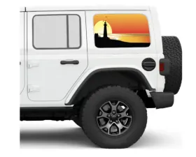 Under The Sun Inserts Endless Summer Lighthouse Orange Rear Side Windows Printed Vinyl Jeep Wrangler JK | JL Unlimited  2007+