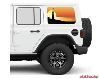 Under The Sun Inserts Endless Summer Lighthouse Orange Rear Side Windows Printed Vinyl Jeep Wrangler JK | JL Unlimited  2007+ - SIDEWINDCL-ESOLH-JKU/JLU
