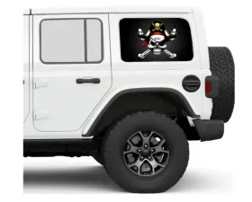 Under The Sun Inserts Jolly Rogers Rear Side Windows Printed Vinyl Jeep Wrangler JK | JL Unlimited  2007+
