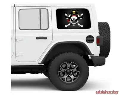 Under The Sun Inserts Jolly Rogers Rear Side Windows Printed Vinyl Jeep Wrangler JK | JL Unlimited  2007+ - SIDEWINDCL-JR-JKU/JLU