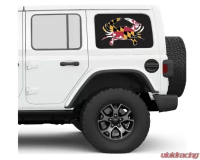 Under The Sun Inserts Maryland Crab Rear Side Windows Printed Vinyl Jeep Wrangler JK | JL Unlimited  2007+ - SIDEWINDCL-MDC-JKU/JLU