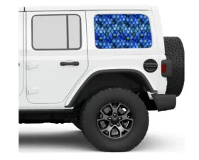 Under The Sun Inserts Mermaid Scales Rear Side Windows Printed Vinyl Jeep Wrangler JK | JL Unlimited  2007+