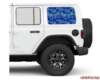 Under The Sun Inserts Mermaid Scales Rear Side Windows Printed Vinyl Jeep Wrangler JK | JL Unlimited  2007+ - SIDEWINDCL-MERMD-JKU/JLU