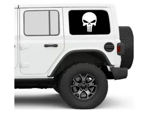 Under The Sun Inserts Punisher Black & White Rear Side Windows Printed Vinyl Jeep Wrangler JK | JL Unlimited  2007+