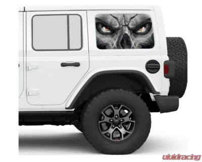 Under The Sun Inserts Skull Face Rear Side Windows Printed Vinyl Jeep Wrangler JK | JL Unlimited  2007+ - SIDEWINDCL-SF-JKU/JLU