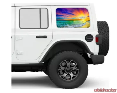 Under The Sun Inserts Sunset Rear Side Windows Printed Vinyl Jeep Wrangler JK | JL Unlimited 2007+ - SIDEWINDCL-SUNSET-JKU/JLU