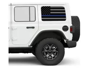 Under The Sun Inserts Thin Blue Line Rear Side Windows Printed Vinyl Jeep Wrangler JK | JL Unlimited  2007+