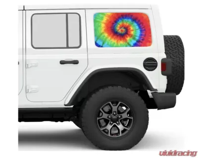 Under The Sun Inserts Trippy Tie Dye Rear Side Windows Printed Vinyl Jeep Wrangler JK | JL Unlimited  2007+ - SIDEWINDCL-TIEDYE-JKU/JLU