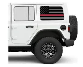 Under The Sun Inserts Thin Red Line Rear Side Windows Printed Vinyl Jeep Wrangler JK | JL Unlimited  2007+