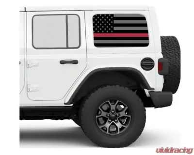 Under The Sun Inserts Thin Red Line Rear Side Windows Printed Vinyl Jeep Wrangler JK | JL Unlimited  2007+ - SIDEWINDCL-TRL-JKU/JLU
