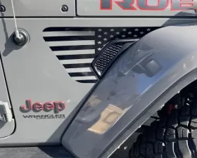 Under The Sun Inserts 2pc Black Vinyl American Flag Fender Vent Decals Jeep Wrangler JL | Gladiator 2018+