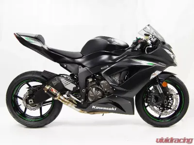 Competition Werkes GP Race Slip On Exhaust Black Center Kawasaki ZX6R 2013-2018 - WK609R-BC