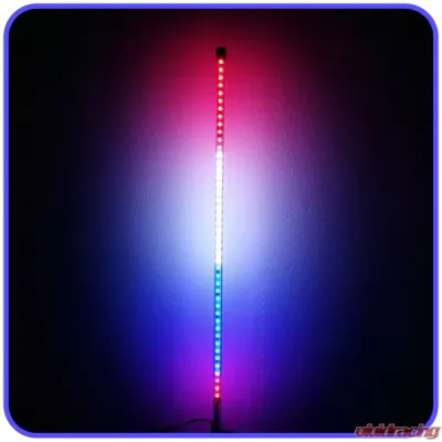 Flag Pole Kit W/22 Foot Fiberglass Telescopic Flag Pole Ladder Mount 3x5 American Flag 300 Function Camp Locator W/H Held Remote a 30 Foot Harness Pyramid LED Whips - 22flpkld300cl