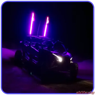 LED Light Whip 3 Foot Purple W/Included Quick Disconnect Pyramid LED Whips - 3ftpu