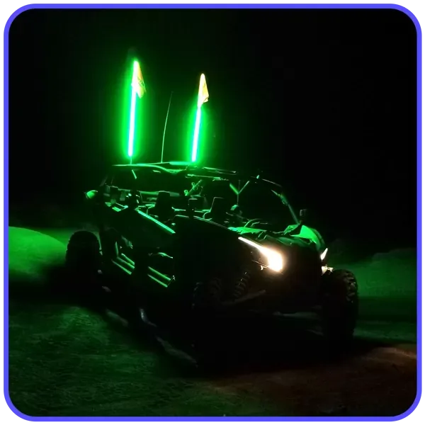 LED Light Whip 4 Foot Green W/Included Quick Disconnect Pyramid LED Whips - 4ftgrn