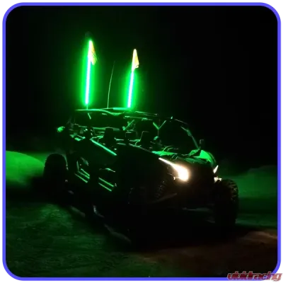 LED Light Whip 4 Foot Green W/Included Quick Disconnect Pyramid LED Whips - 4ftgrn