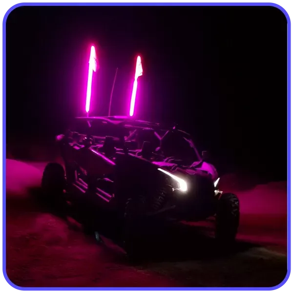 LED Light Whip 4 Foot Pink W/Included Quick Disconnect Pyramid LED Whips - 4ftpi