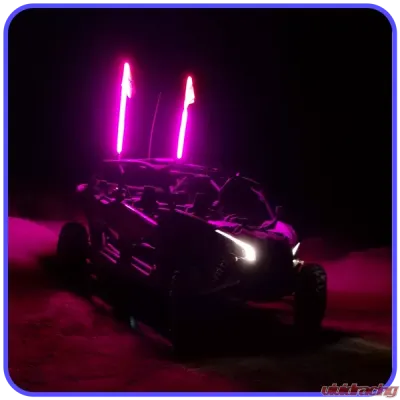 LED Light Whip 6 Foot Pink W/Included Quick Disconnect Pyramid LED Whips - 6ftpi