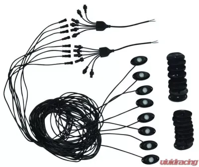 Blue Tooth Rock Light Kit 8 Lights Controller Spacers and Fasteners Pyramid LED Whips - 8rgbrl
