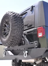 DV8 Offroad Black Rear Bumper w/Tire Carrier and Black Aluminum Handle 2007-2018 Jeep Wrangler JK                                     - RBSTTB-01 - Image 2