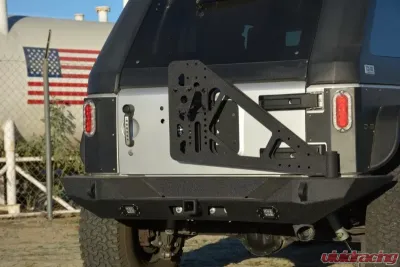 DV8 Off-Road Rear Bumper with Lights for 2007-2018 Jeep Wrangler JK, Fits TC-6 Stubby - RBSTTB-10