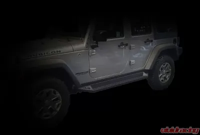 DV8 Off-Road Matte Black Plated Steel Rock Slider Step for 2007-2018 Jeep Wrangler JK - SRSOTB-10