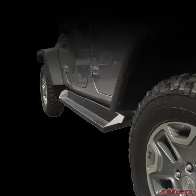 DV8 Off-Road Matte Black Plated Steel Rock Slider Step for 2007-2018 Jeep Wrangler JK - SRSOTB-10