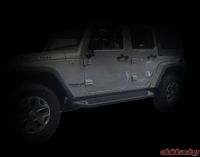 DV8 Off-Road Matte Black Plated Steel Rock Slider Step for 2007-2018 Jeep Wrangler JK - SRSOTB-10