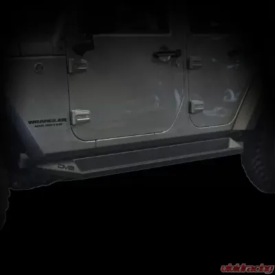 DV8 Off-Road Matte Black Plated Steel Rock Slider Step for 2007-2018 Jeep Wrangler JK - SRSOTB-10