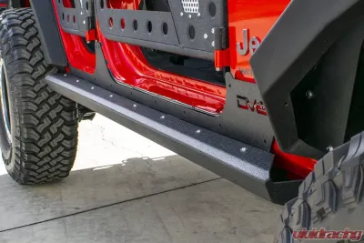 DV8 Off-Road Body and Frame Mounted Sliders for 2007-2018 Jeep JK, Steel, Black - SRSOTB-13