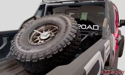 DV8 Off-Road In Bed Adjustable Tire Carrier with Shocks for 2019+ Jeep Gladiator - TCGL-01