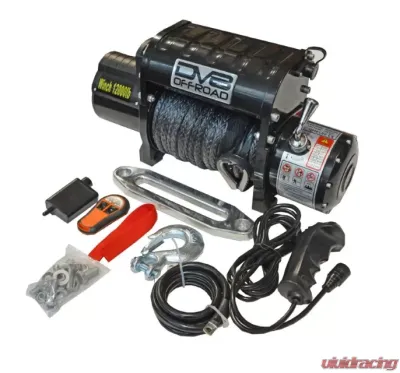 DV8 Off-Road 12000 LB Winch Black with Synthetic Line and Wireless Remote for Off-Road Vehicles - WB12SR
