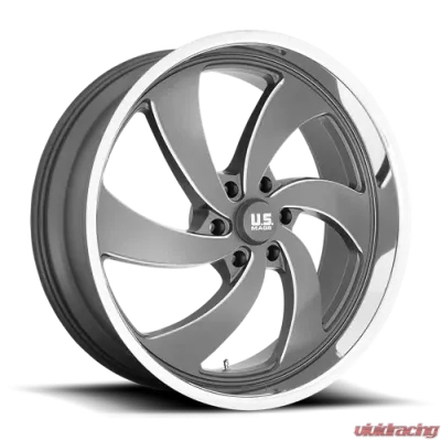 US Mag 1 Piece Desperado Wheel 24x9 5x127 | 5x5 +1mm Anthracite Milled Diamond Cut Lip - U133249073+01R