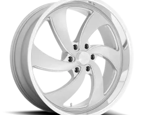 US Mag 1 Piece Desperado Wheel 22x8.5 5x127 | 5x5 +1mm Silver Brushed Face Milled Diamond Cut Lip