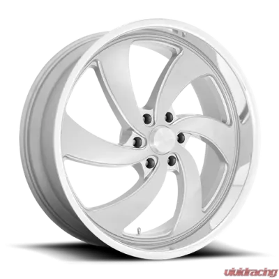 US Mag 1 Piece Desperado Wheel 24x10 5x127 | 5x5 +5mm Silver Brushed Face Milled Diamond Cut Lip - U134240073+05L