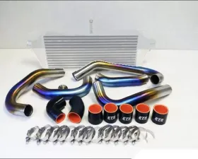 ETS 2015-2021 Subaru STI Titanium Rotated Turbo Piping Kit Stock MAF Stock BOV Titanium Burned
