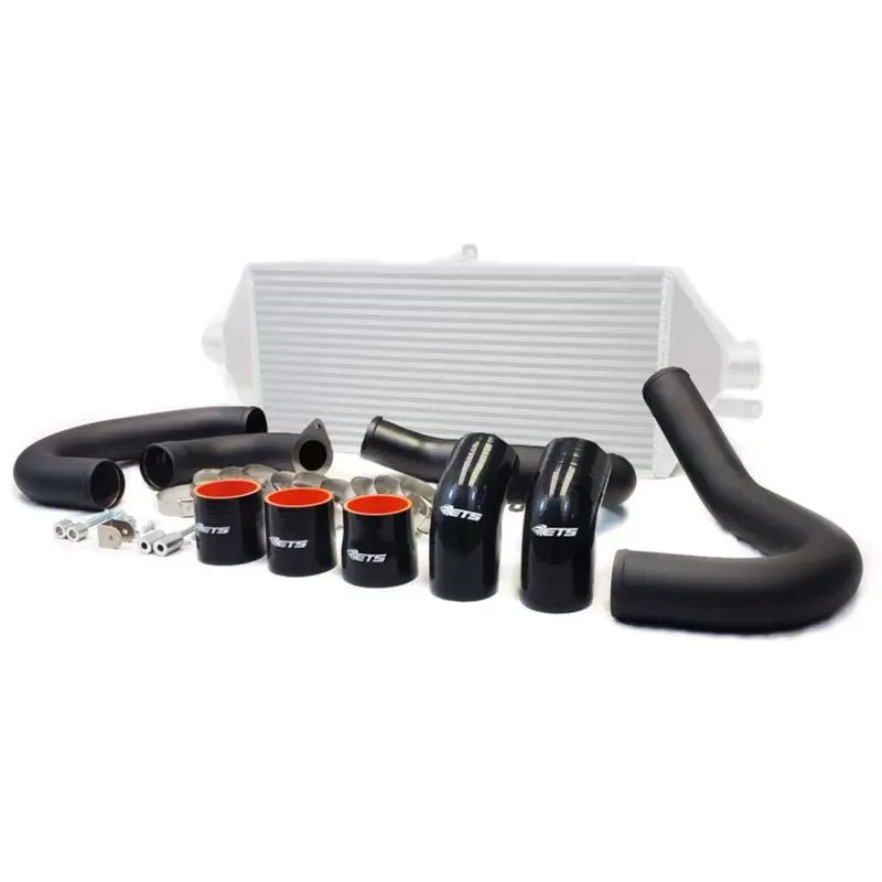 ETS Front Mount Intercooler Piping Kit Wrinkle Black - Stainless Steel Stock BOV Flange iBR BRZ Manifold Subaru WRX 2015-2021 - 200-40-ICP-015